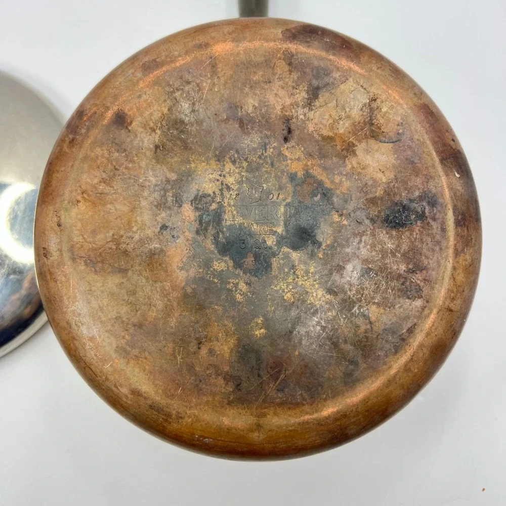 Revere Ware Saucepan Pot with Lid 3Qt Vintage Made USA Copper Bottom Midcentury